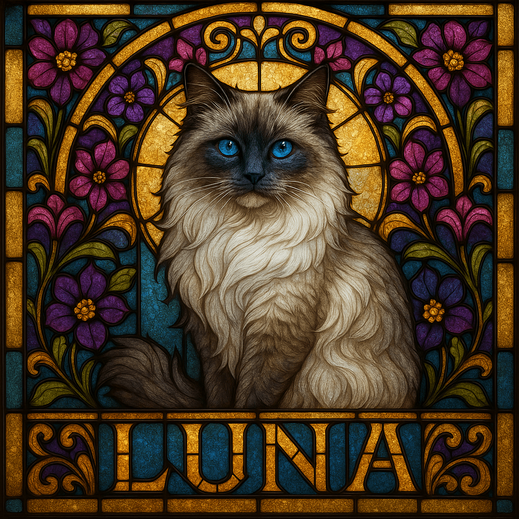 Stained‑Glass Custom Pet Portrait – Pillow | Dog & Cat Art