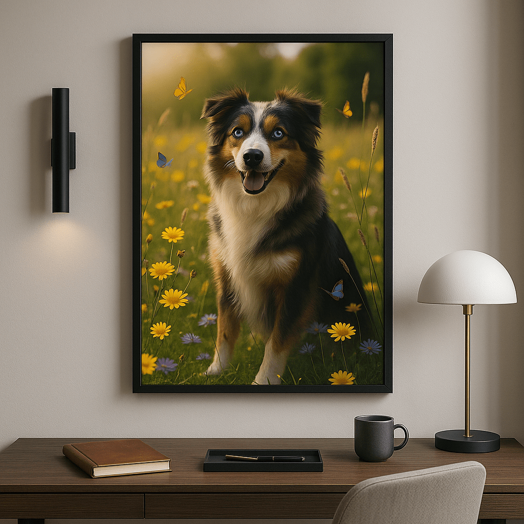 Wildflower Custom Pet Portrait – Framed Poster | Dog & Cat Art