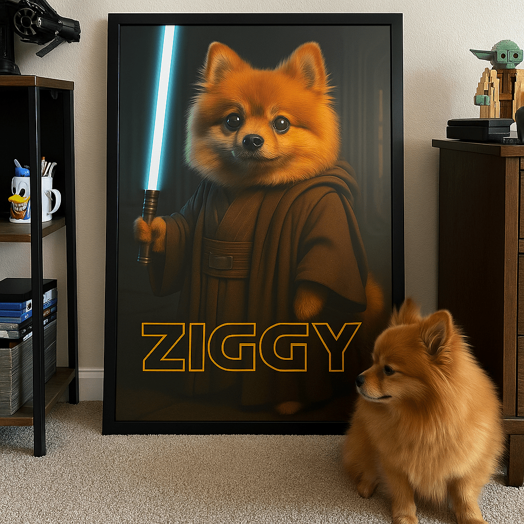 Jedi Custom Pet Portrait – Framed Poster | Dog & Cat Art