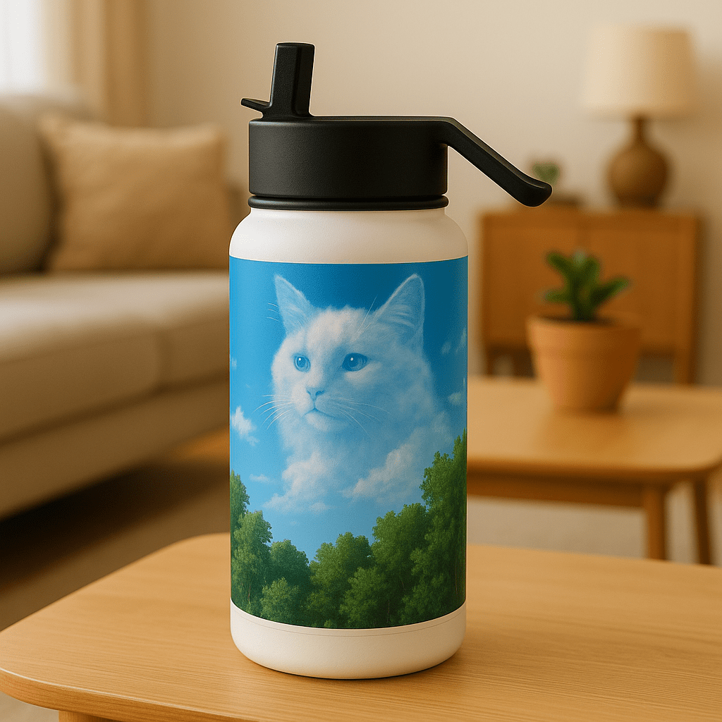 Cloudscape Custom Pet Portrait – Water Bottle | Dog & Cat Art