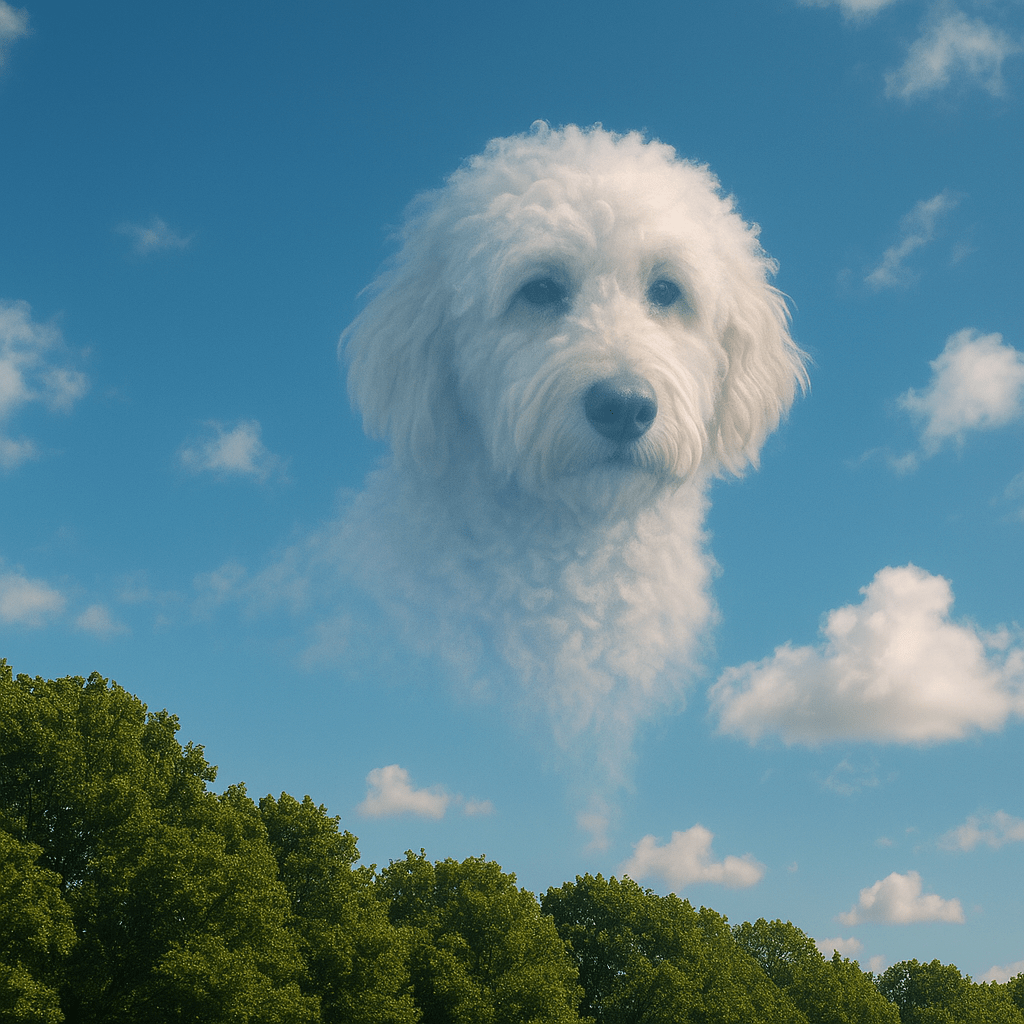 Cloudscape Custom Pet Portrait – T‑Shirt | Dog & Cat Art
