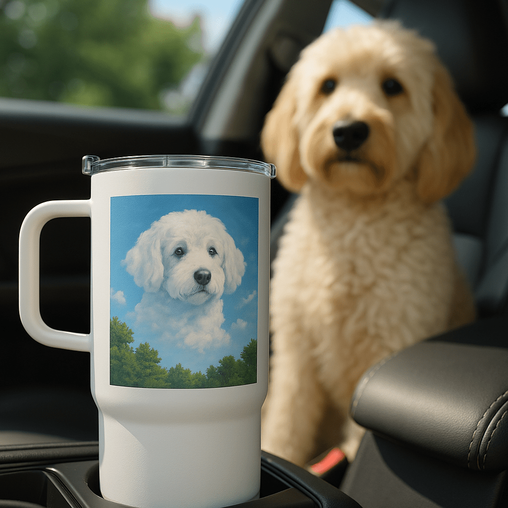 Cloudscape Custom Pet Portrait – Travel Mug | Dog & Cat Art