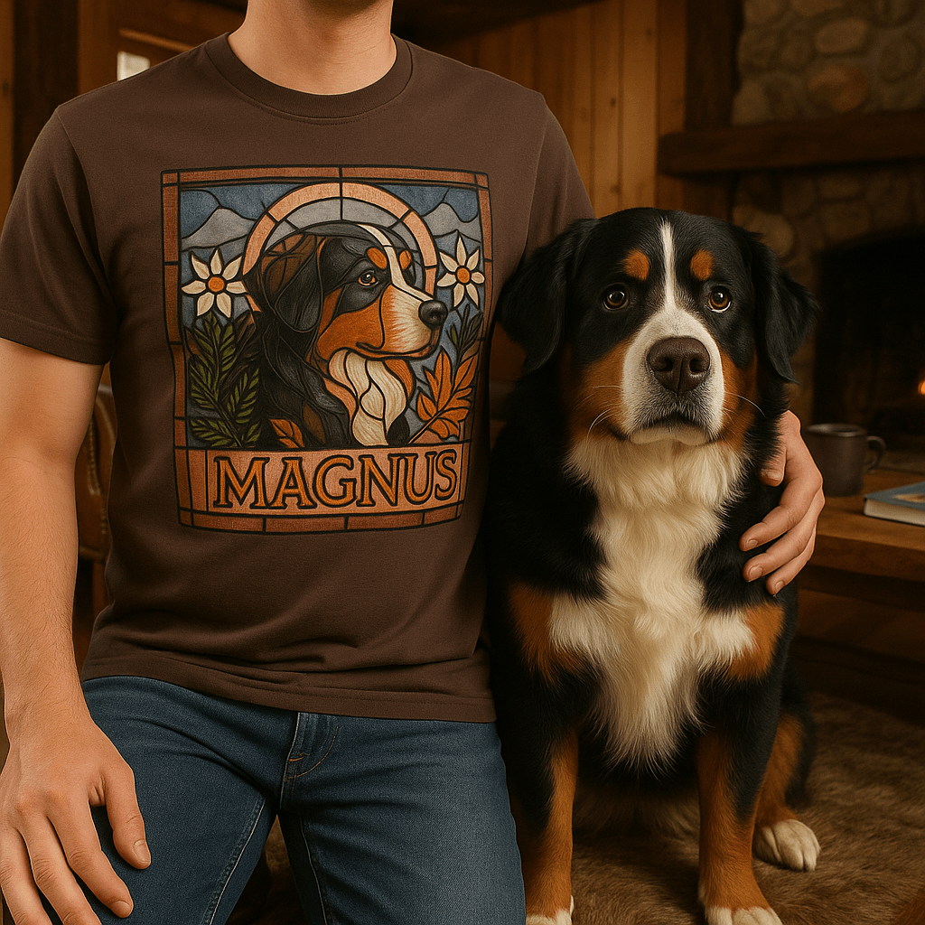 Stained‑Glass Custom Pet Portrait – T‑Shirt | Dog & Cat Art