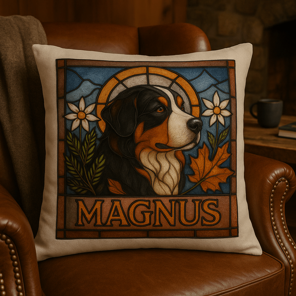 Stained‑Glass Custom Pet Portrait – Pillow | Dog & Cat Art
