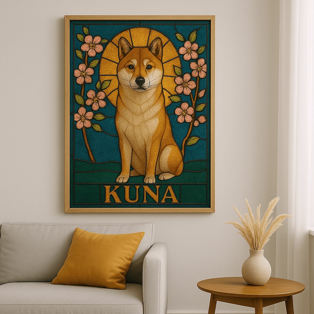 Stained‑Glass Custom Pet Portrait – Framed Poster | Dog & Cat Art