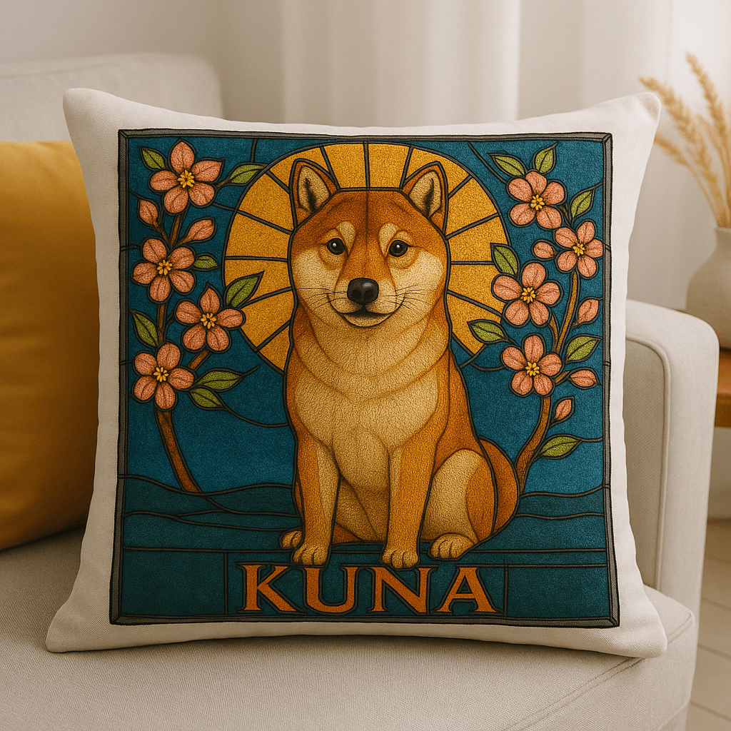 Stained‑Glass Custom Pet Portrait – Pillow | Dog & Cat Art