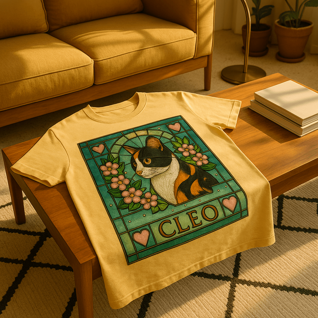 Stained‑Glass Custom Pet Portrait – T‑Shirt | Dog & Cat Art