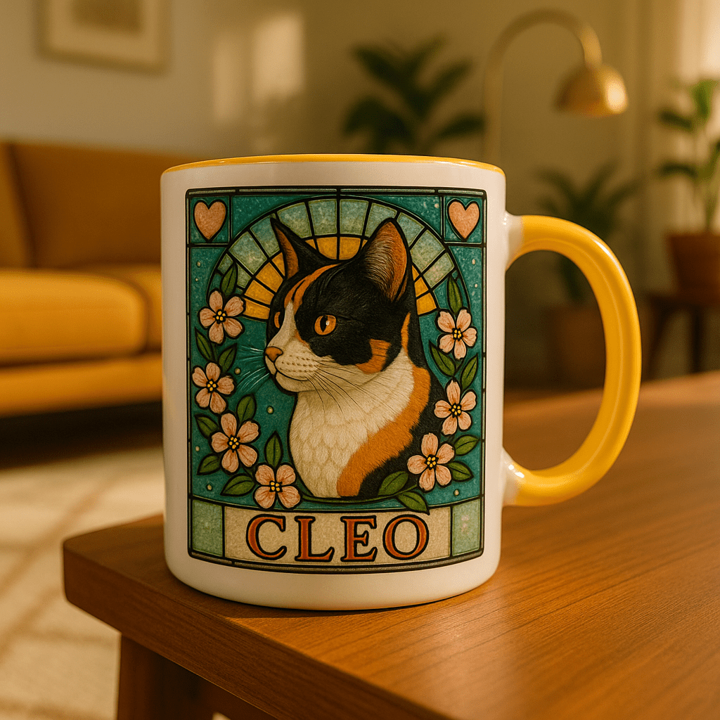 Stained‑Glass Custom Pet Portrait – Mug | Dog & Cat Art