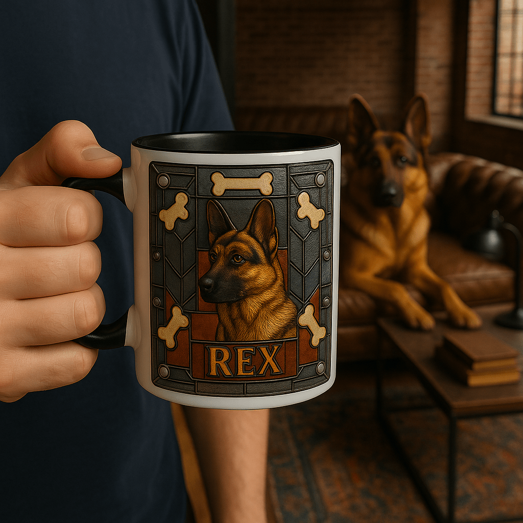 Stained‑Glass Custom Pet Portrait – Mug | Dog & Cat Art