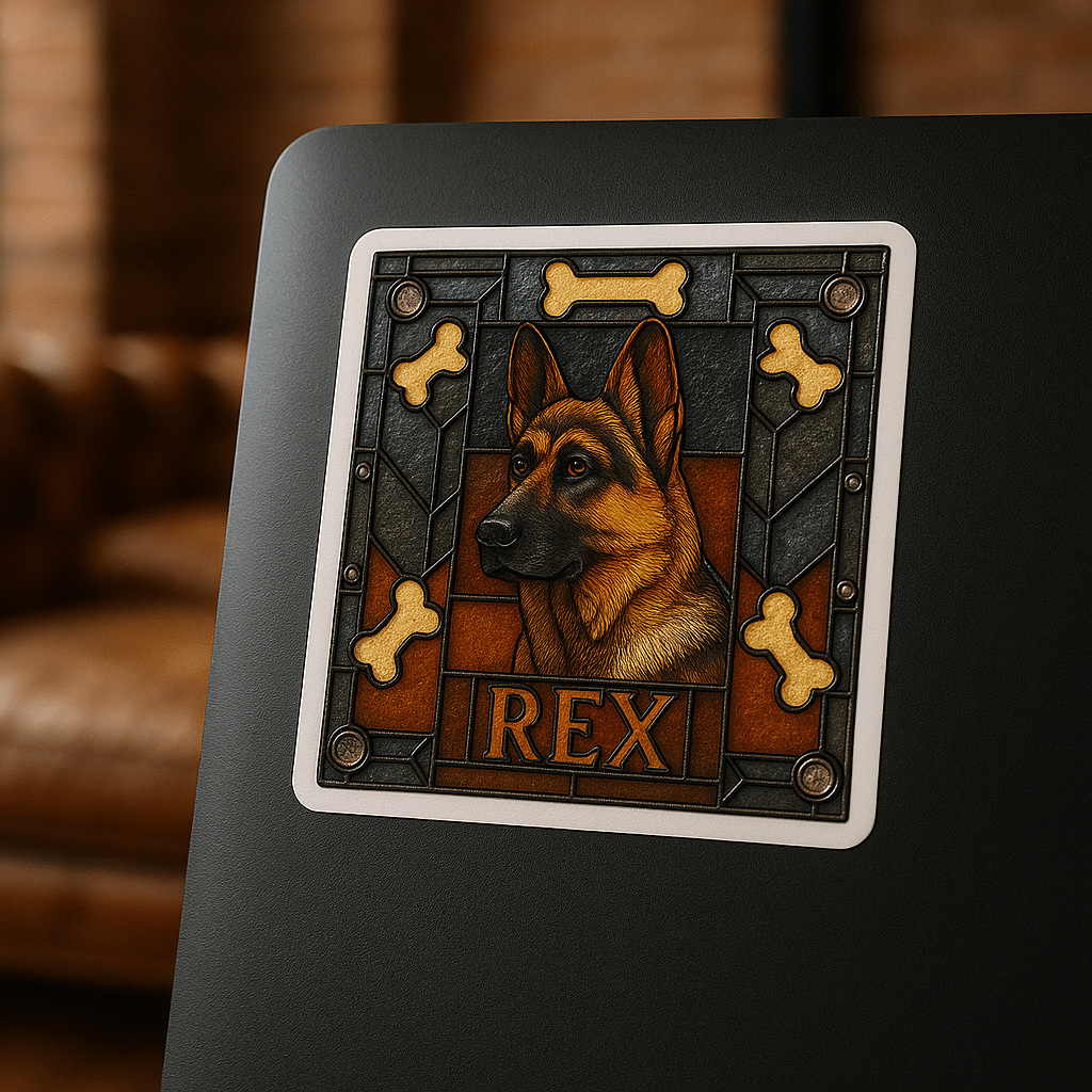 Stained‑Glass Custom Pet Portrait – Sticker | Dog & Cat Art