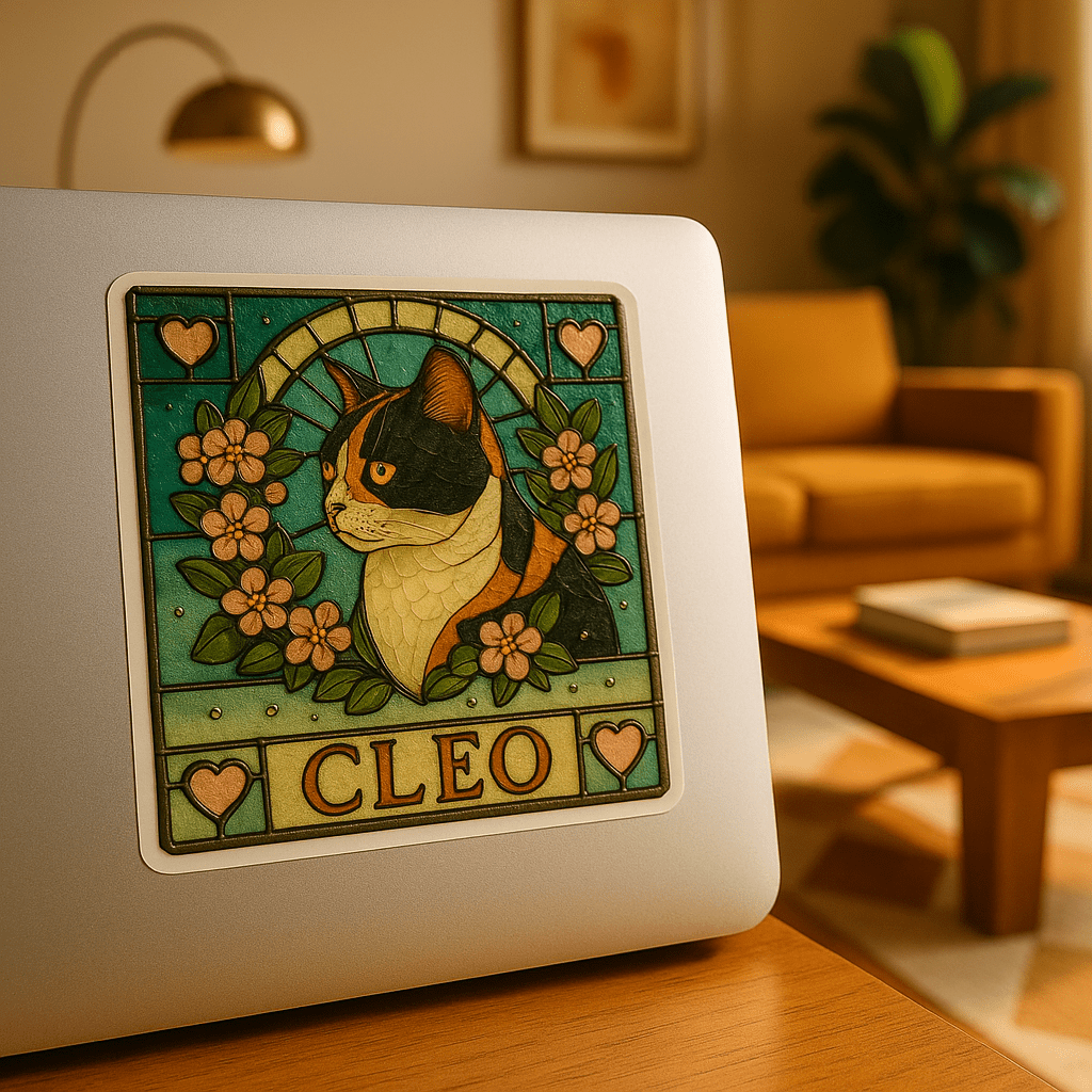 Stained‑Glass Custom Pet Portrait – Sticker | Dog & Cat Art