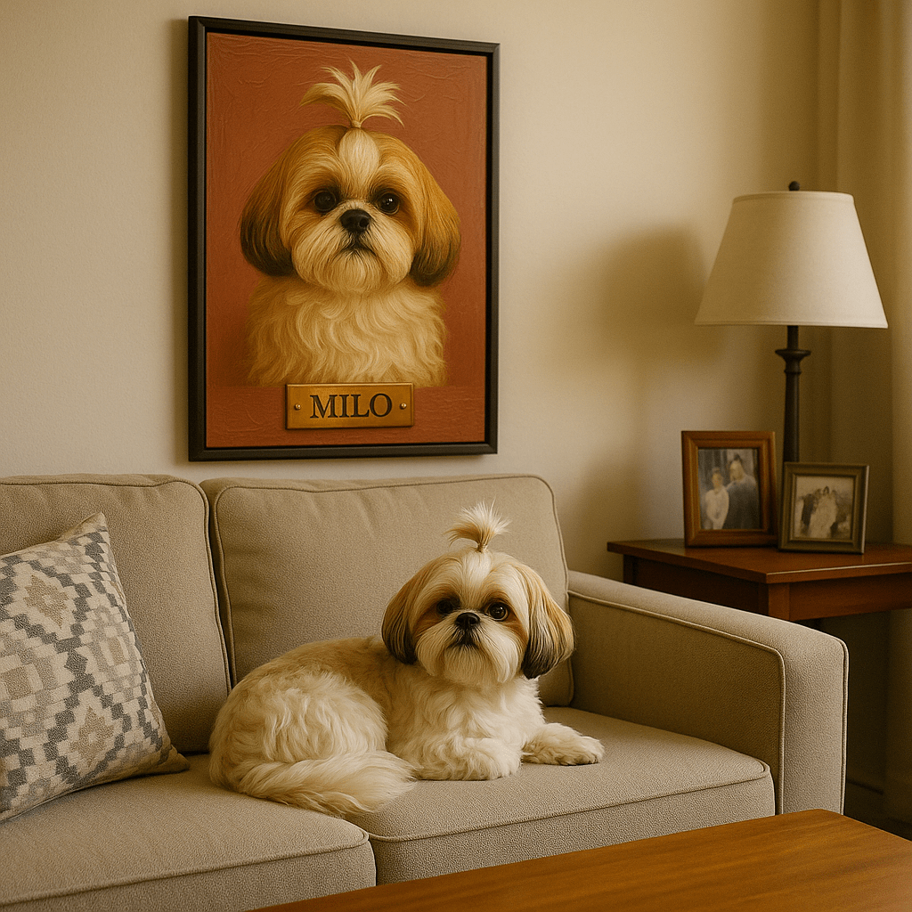 Digital Oil‑Impasto Pet Portrait – Framed Poster | Dog & Cat Art