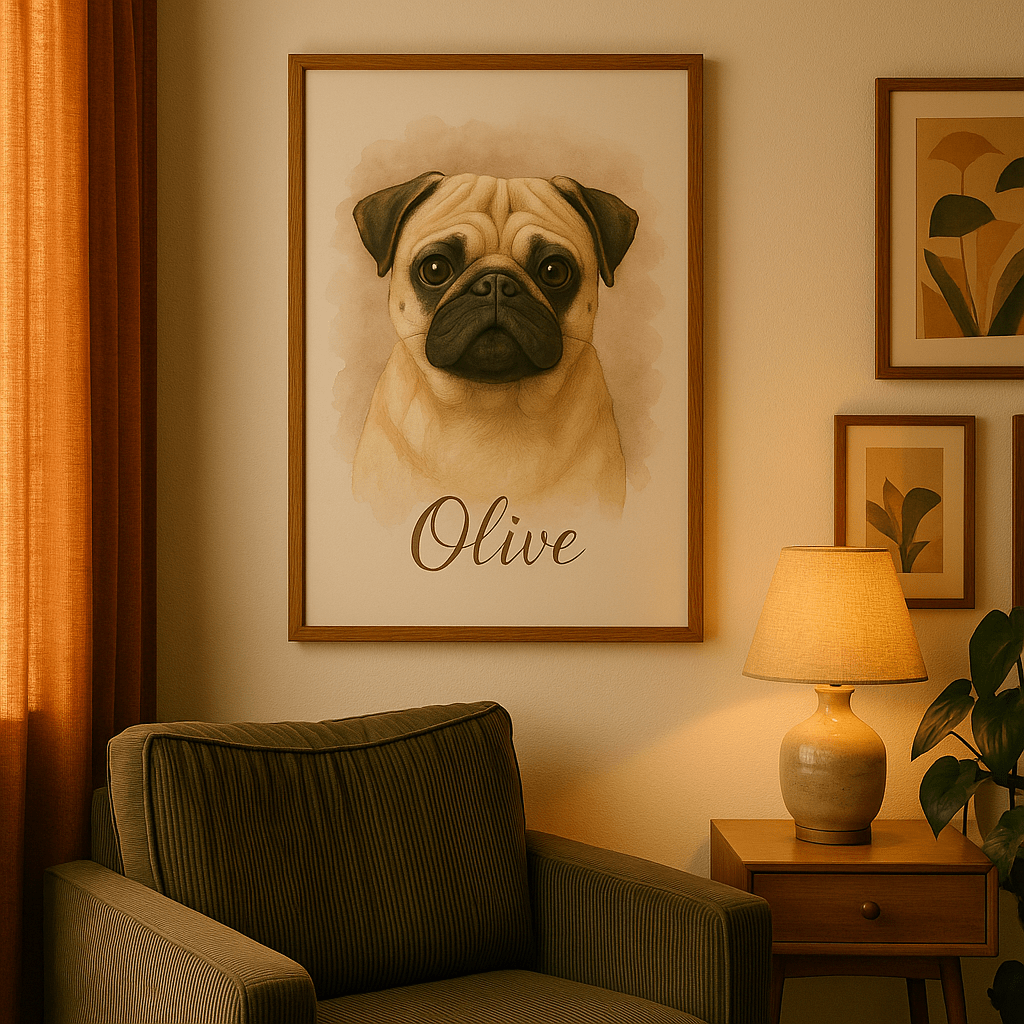 Custom Watercolor Pet Portrait – Framed Poster | Dog & Cat Art
