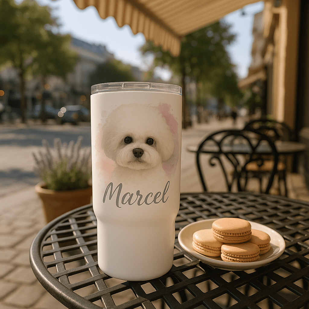 Custom Watercolor Pet Portrait – Travel Mug | Dog & Cat Art