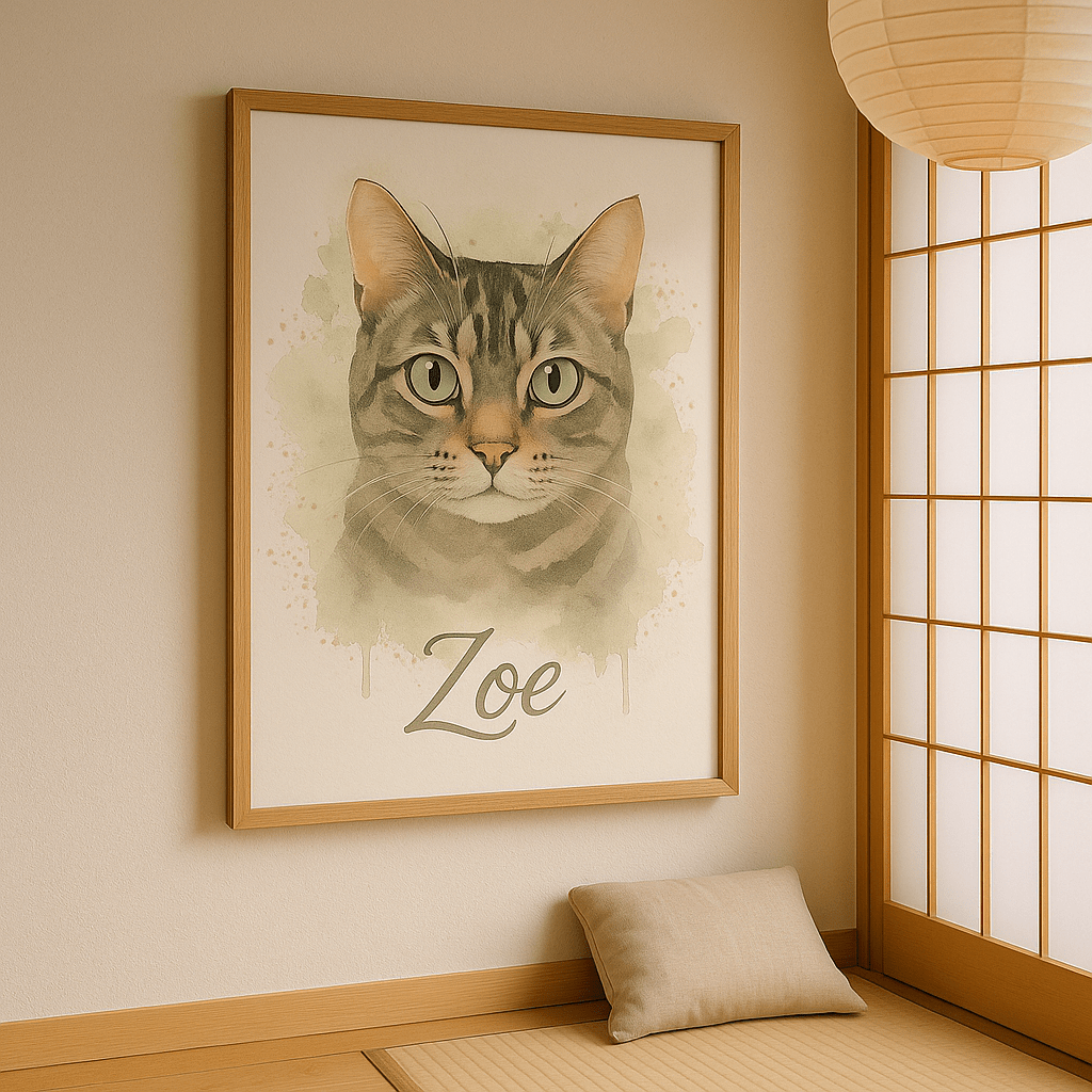 Custom Watercolor Pet Portrait – Framed Poster | Dog & Cat Art