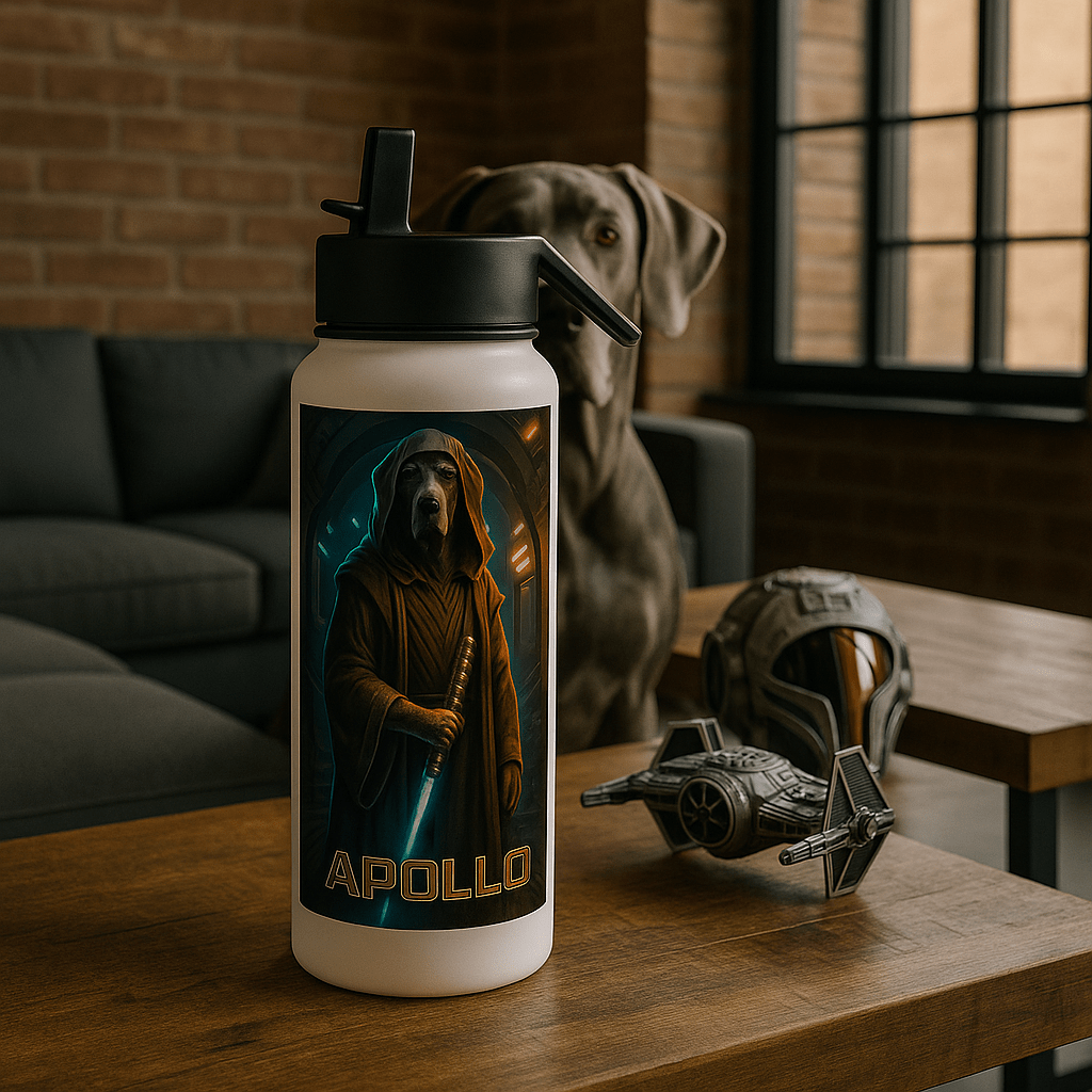 Jedi Custom Pet Portrait – Water Bottle | Dog & Cat Art