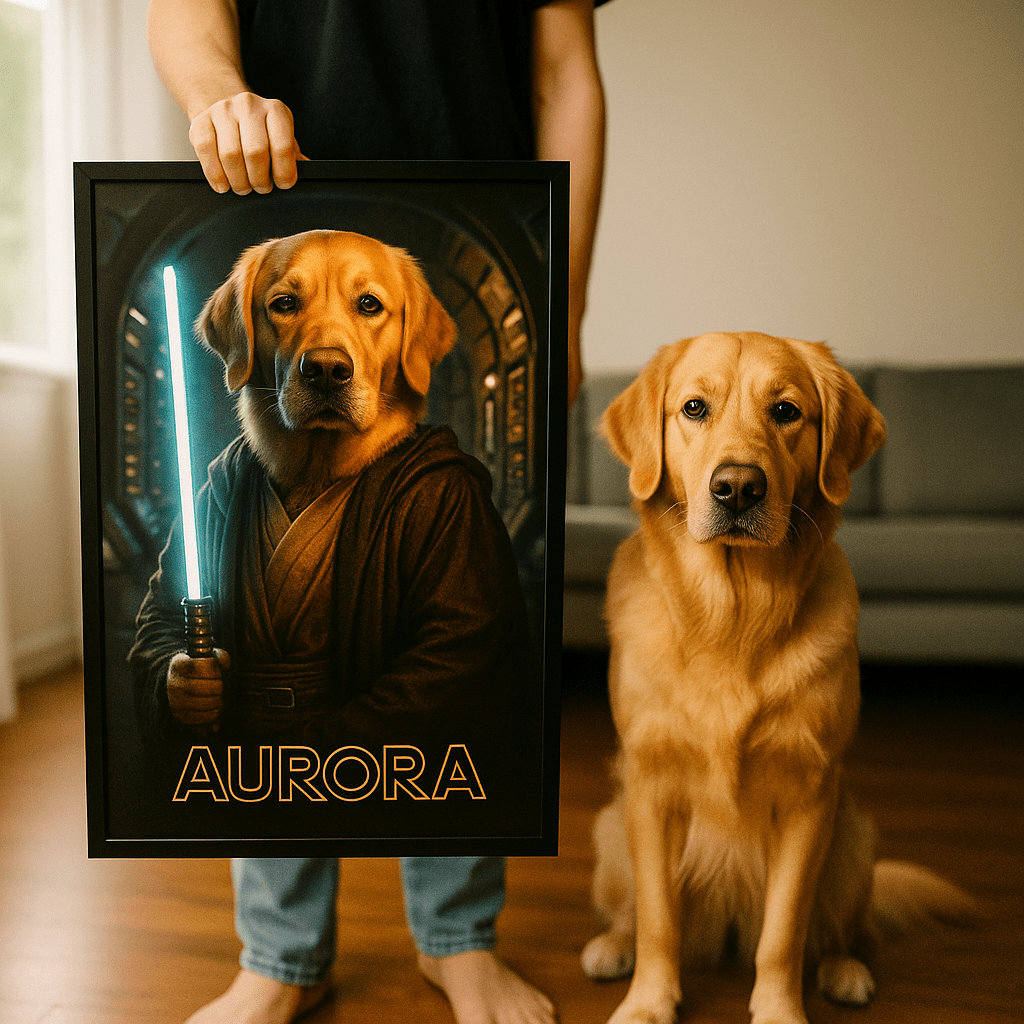 Jedi Custom Pet Portrait – Framed Poster | Dog & Cat Art