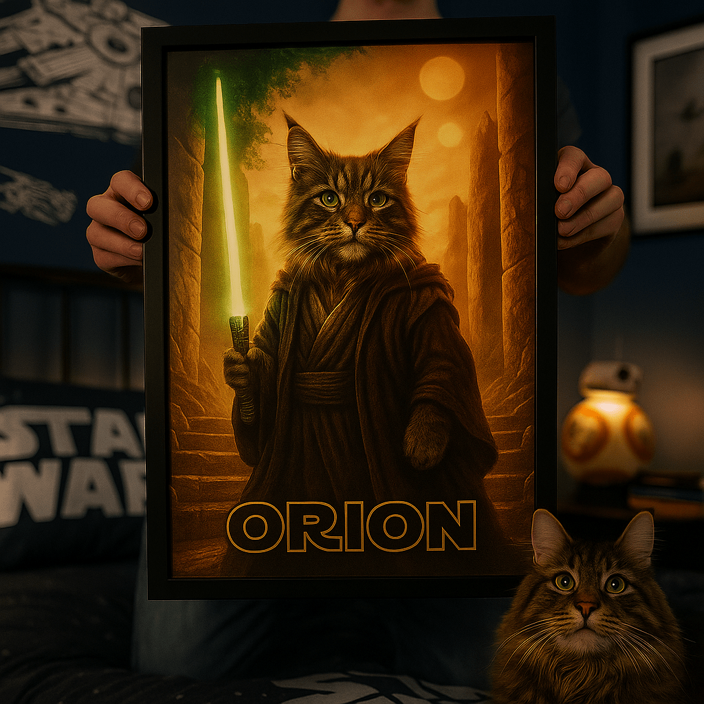 Jedi Custom Pet Portrait – Framed Poster | Dog & Cat Art