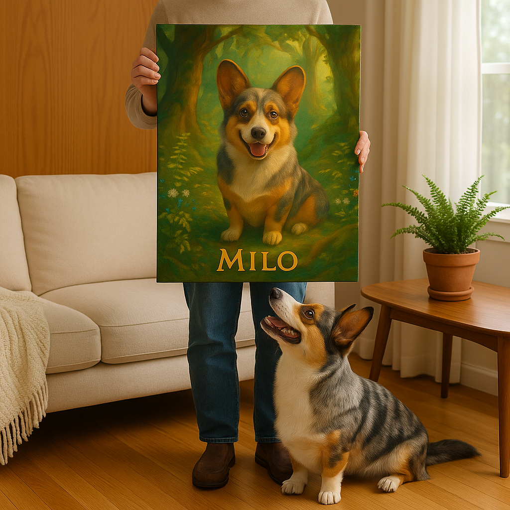 Ghibli‑Style Custom Pet Portrait – Canvas | Dog & Cat Art