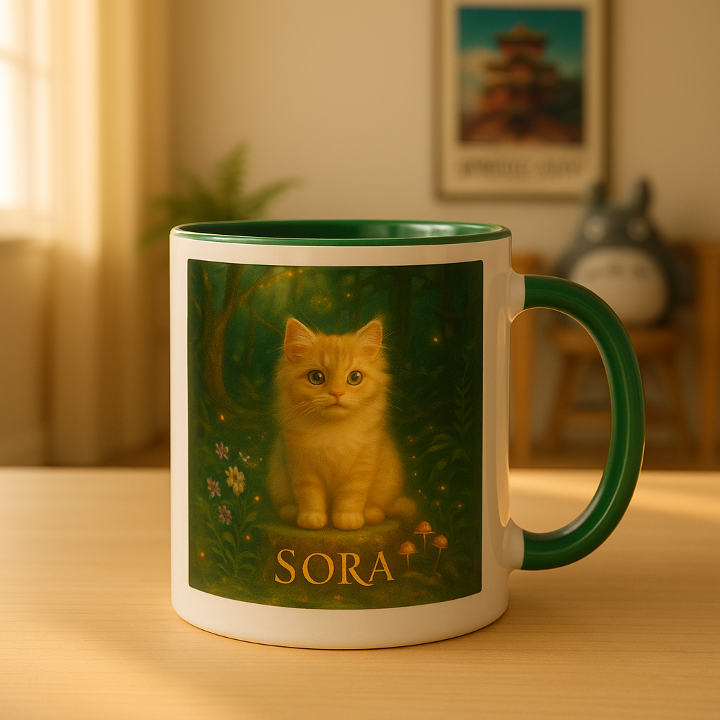 Ghibli‑Style Custom Pet Portrait – Mug | Dog & Cat Art