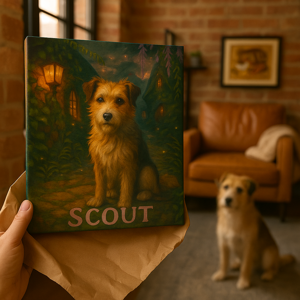 Ghibli‑Style Custom Pet Portrait – Canvas | Dog & Cat Art