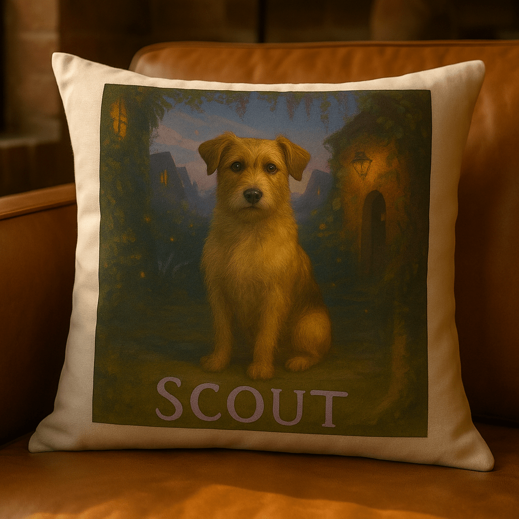 Ghibli‑Style Custom Pet Portrait – Pillow | Dog & Cat Art