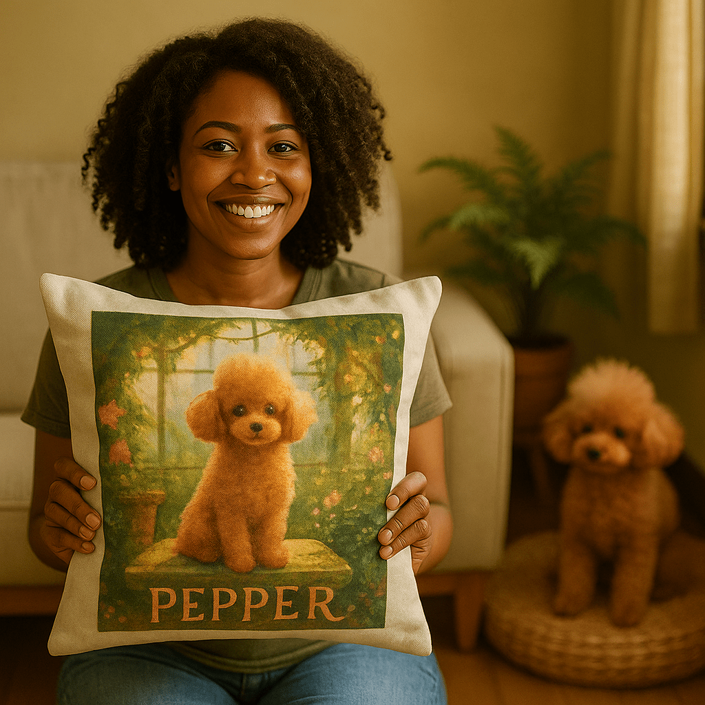 Ghibli‑Style Custom Pet Portrait – Pillow | Dog & Cat Art