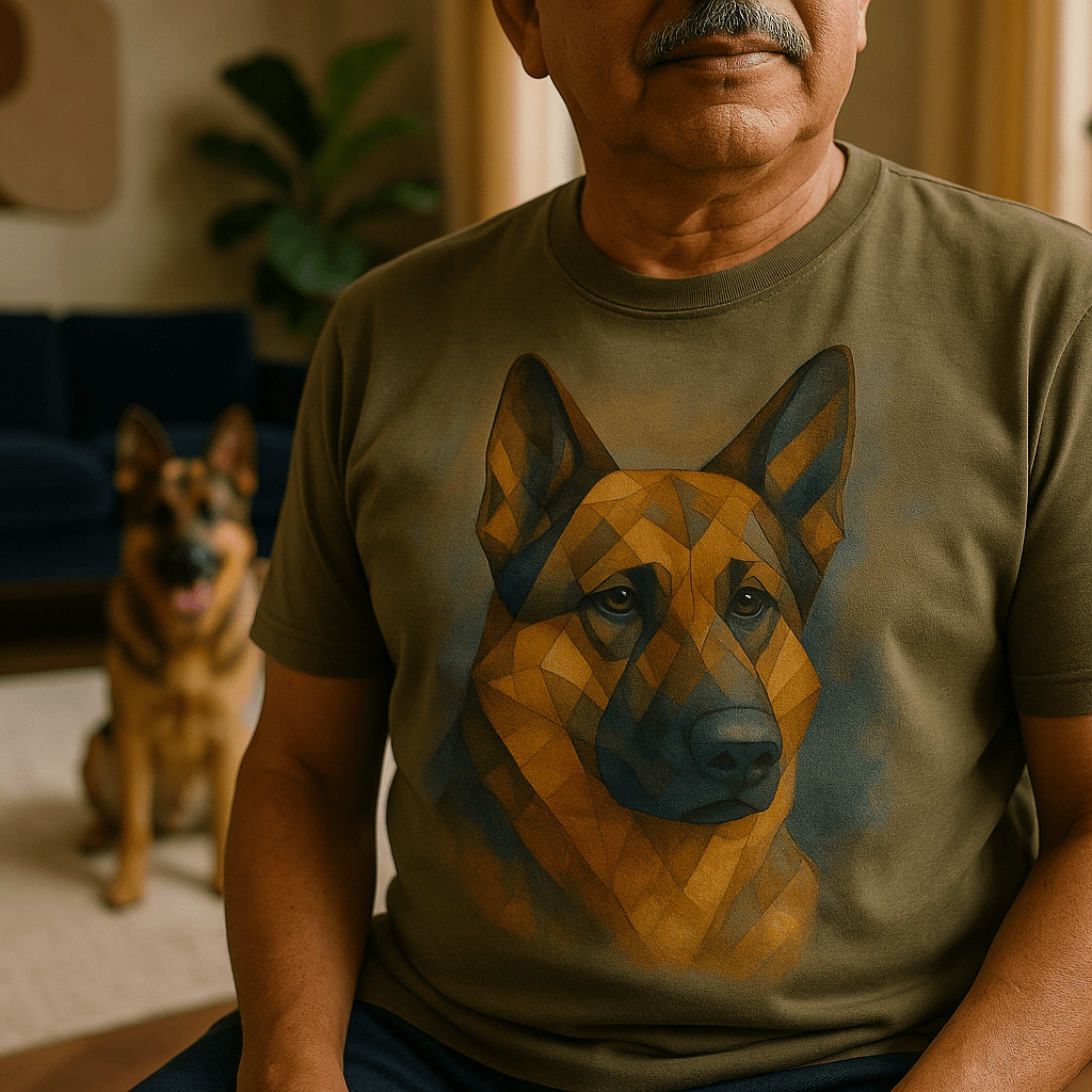 Cubist Custom Pet Portrait – T‑Shirt | Dog & Cat Art