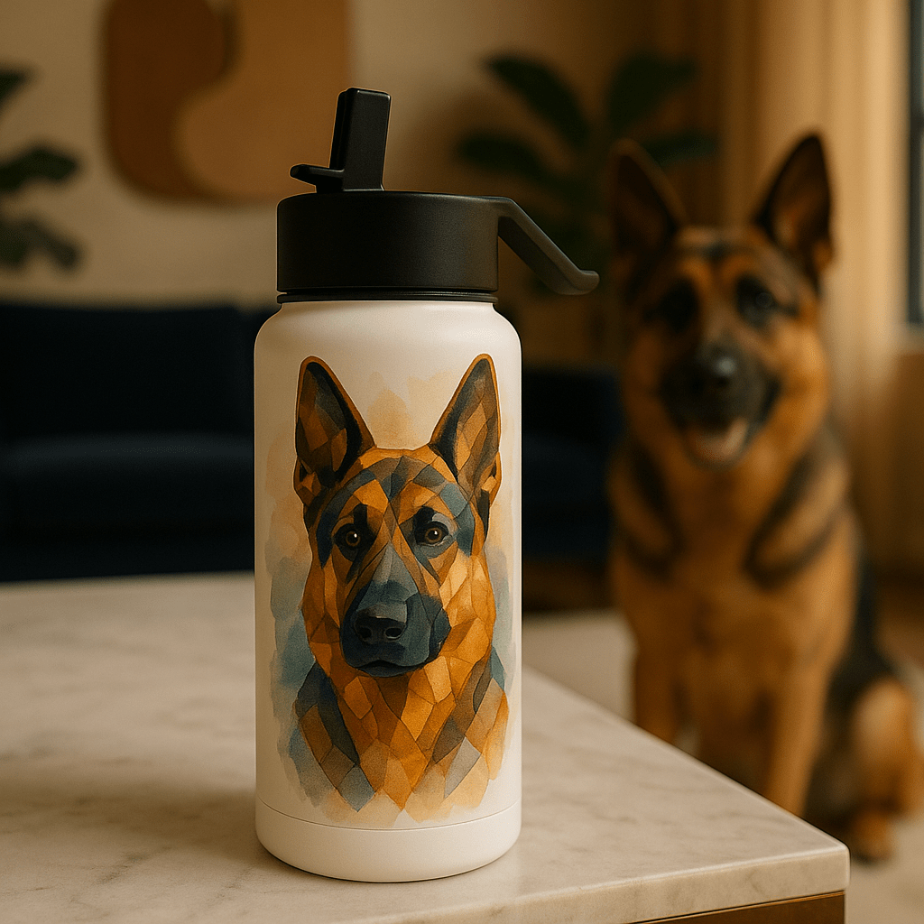 Cubist Custom Pet Portrait – Water Bottle | Dog & Cat Art