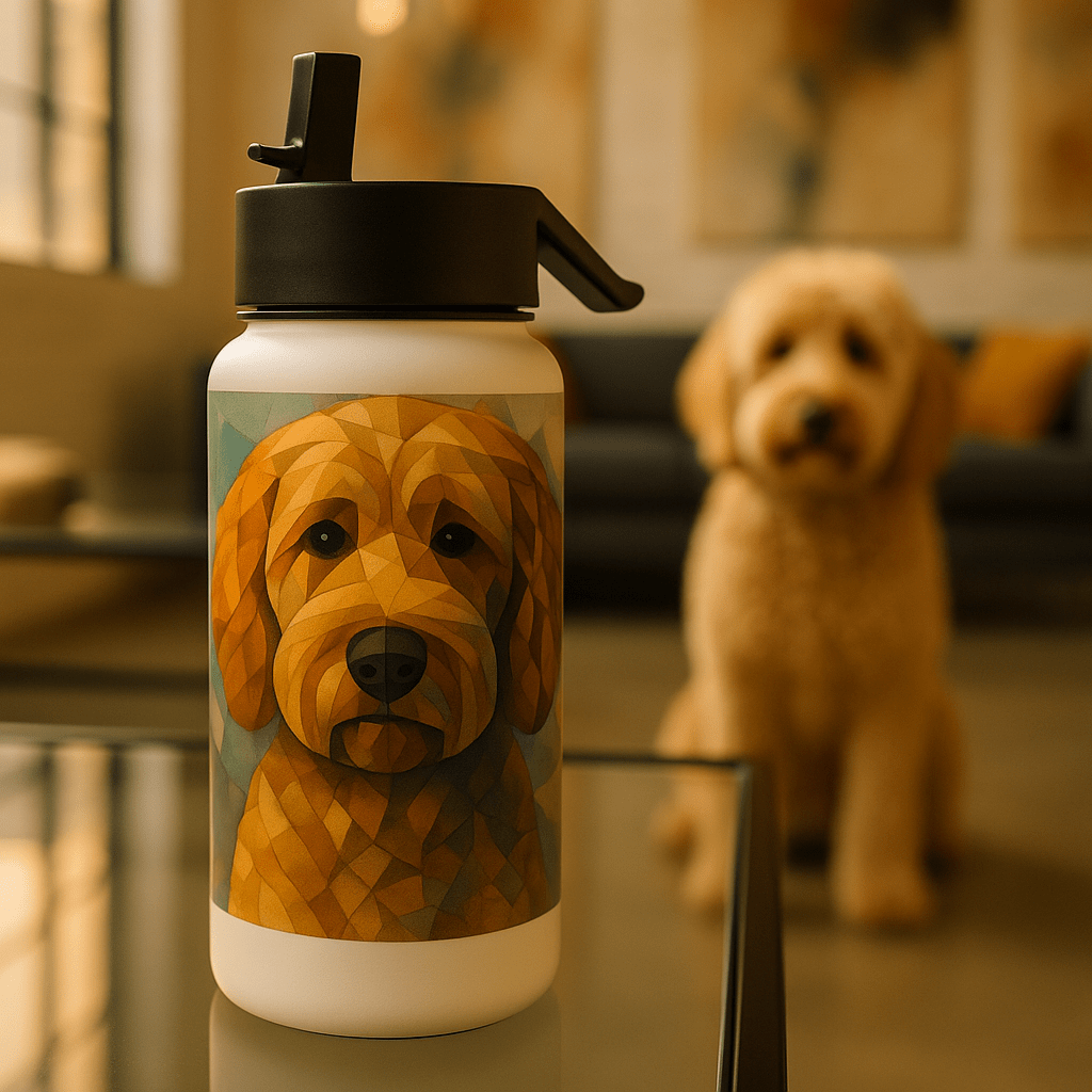 Cubist Custom Pet Portrait – Water Bottle | Dog & Cat Art