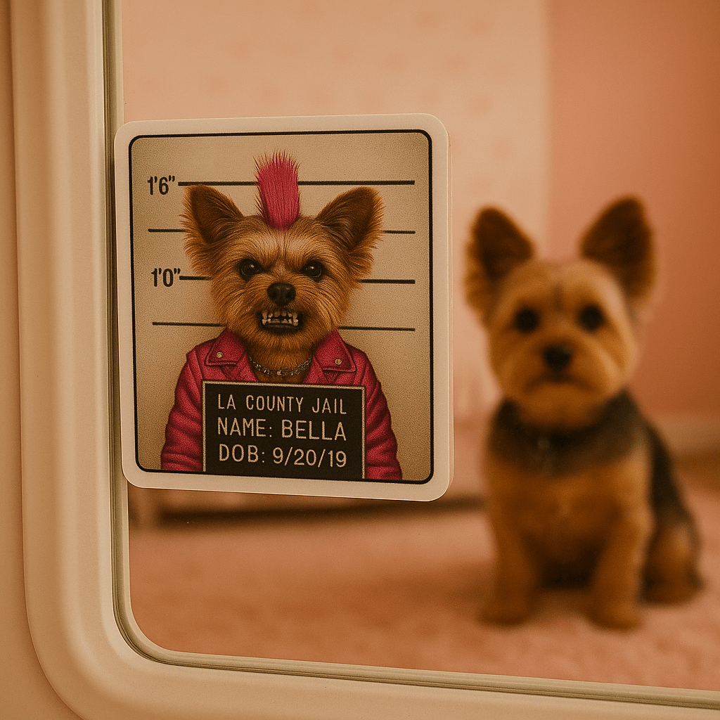 Mug‑Shot Custom Pet Portrait – Sticker | Dog & Cat Art