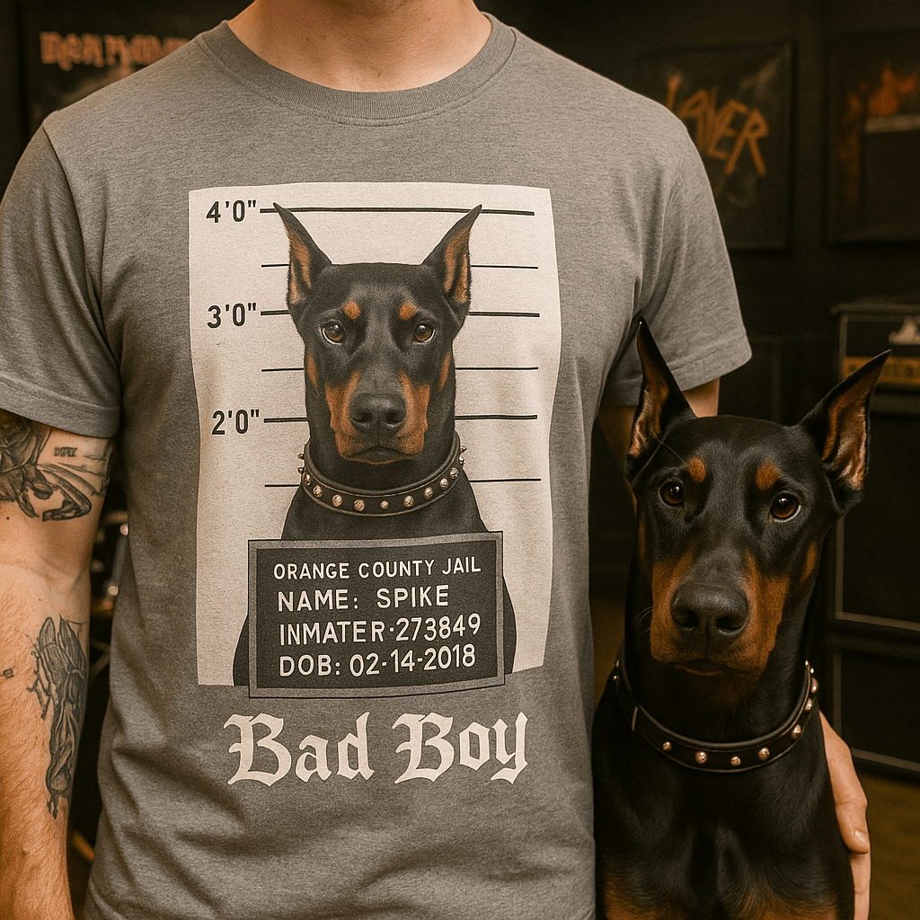 Mug‑Shot Custom Pet Portrait – T‑Shirt | Dog & Cat Art
