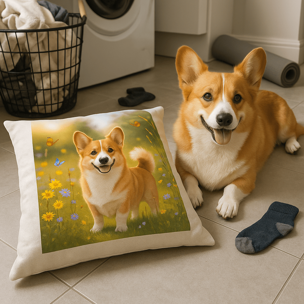 Wildflower Custom Pet Portrait – Pillow | Dog & Cat Art