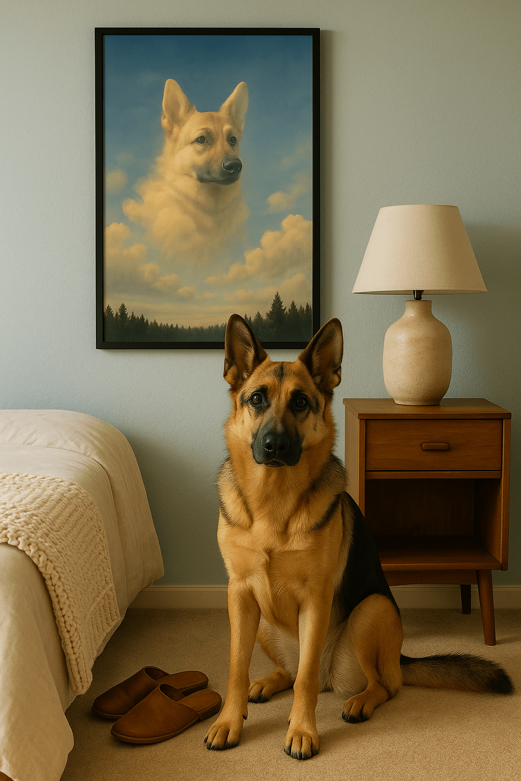 Cloudscape Custom Pet Portrait – Framed Poster | Dog & Cat Art