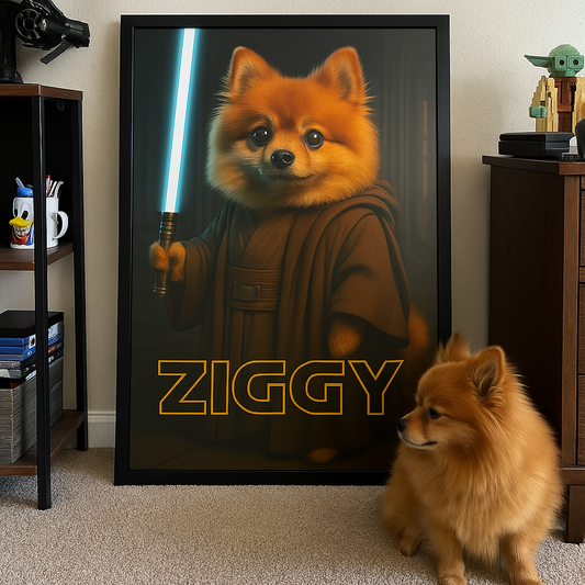 Jedi Custom Pet Portrait – Framed Poster | Dog & Cat Art