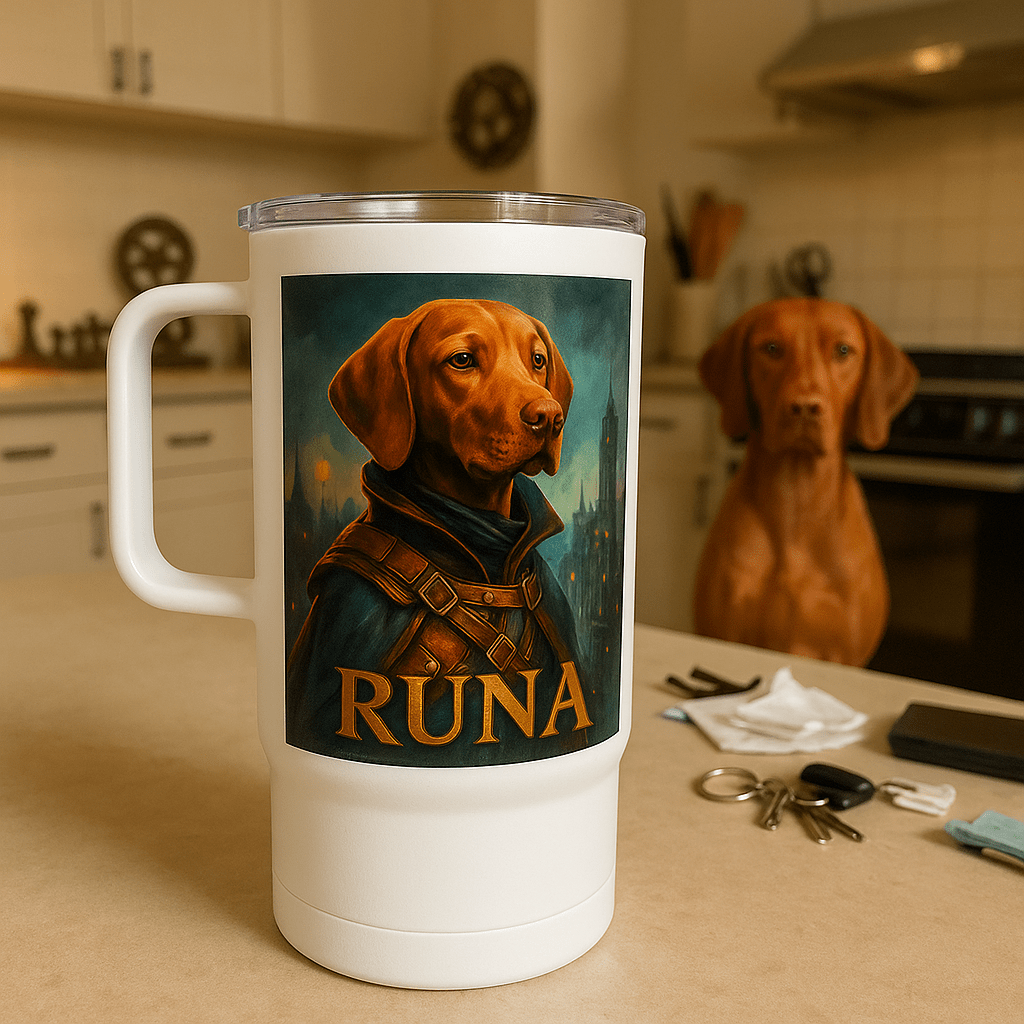 Steampunk Custom Pet Portrait – Travel Mug | Dog & Cat Art