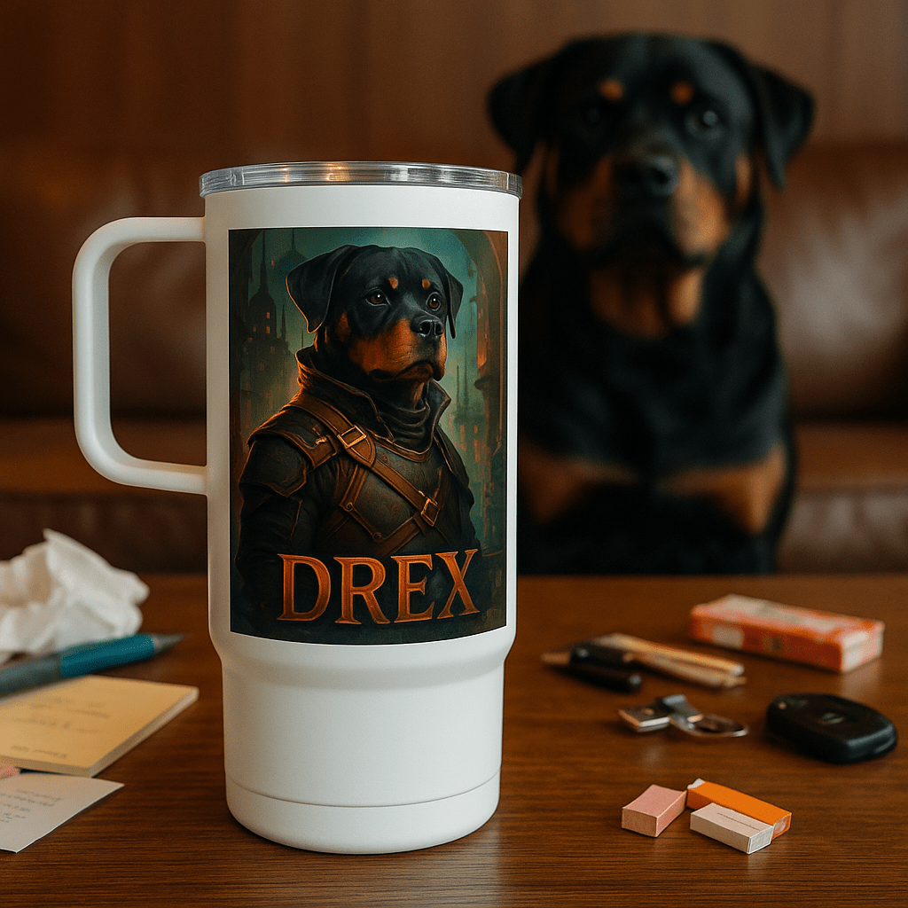 Steampunk Custom Pet Portrait – Travel Mug | Dog & Cat Art