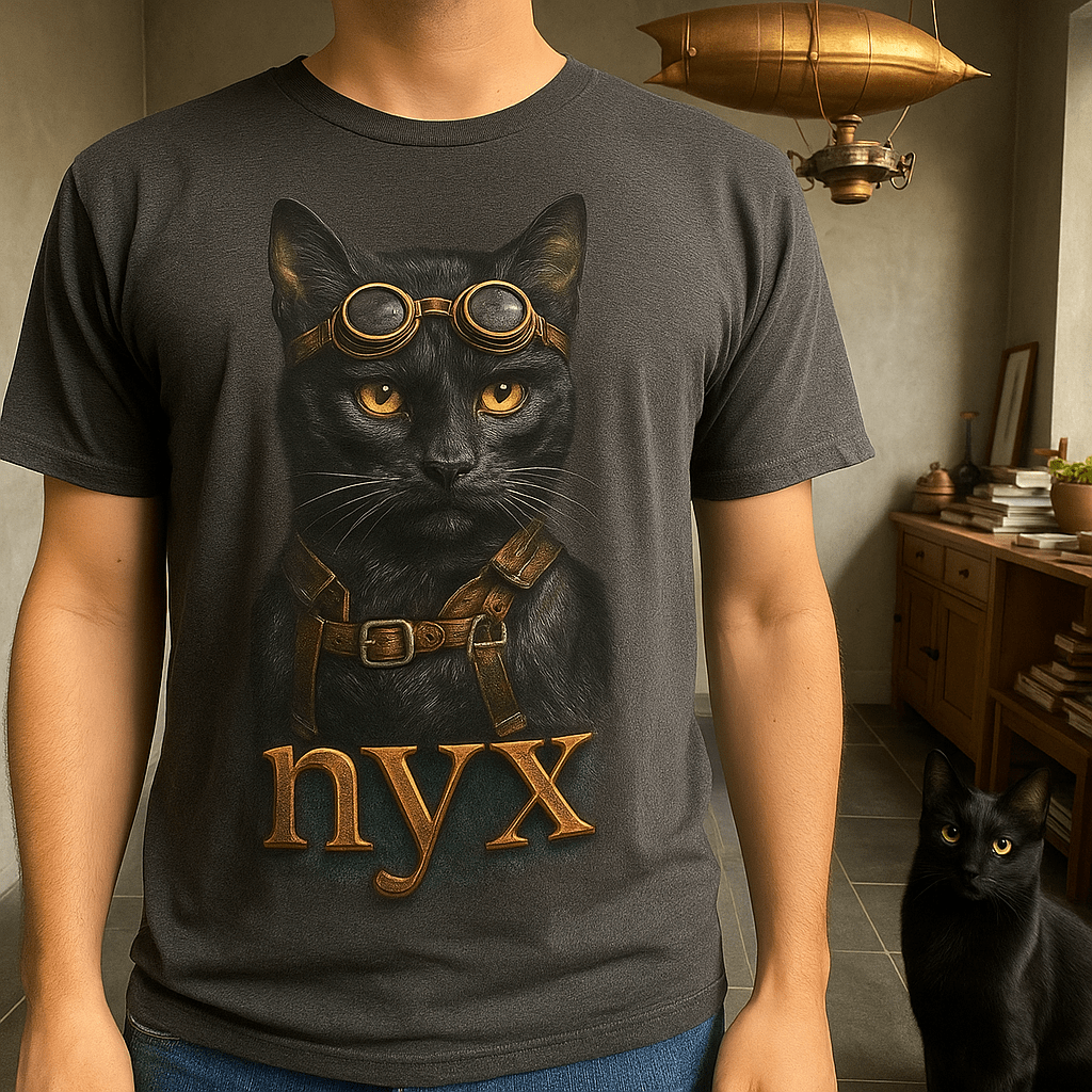 Steampunk Custom Pet Portrait – T‑Shirt | Dog & Cat Art