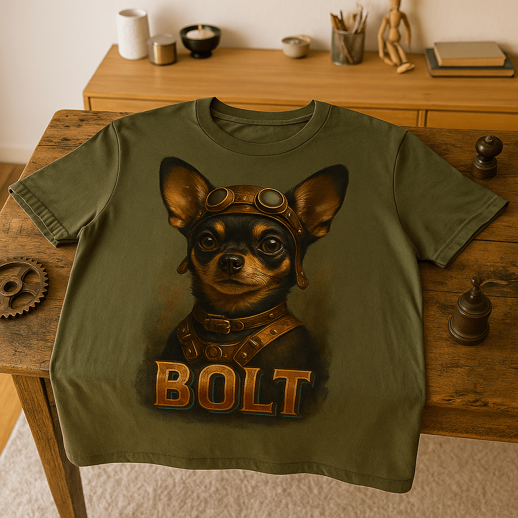 Steampunk Custom Pet Portrait – T‑Shirt | Dog & Cat Art