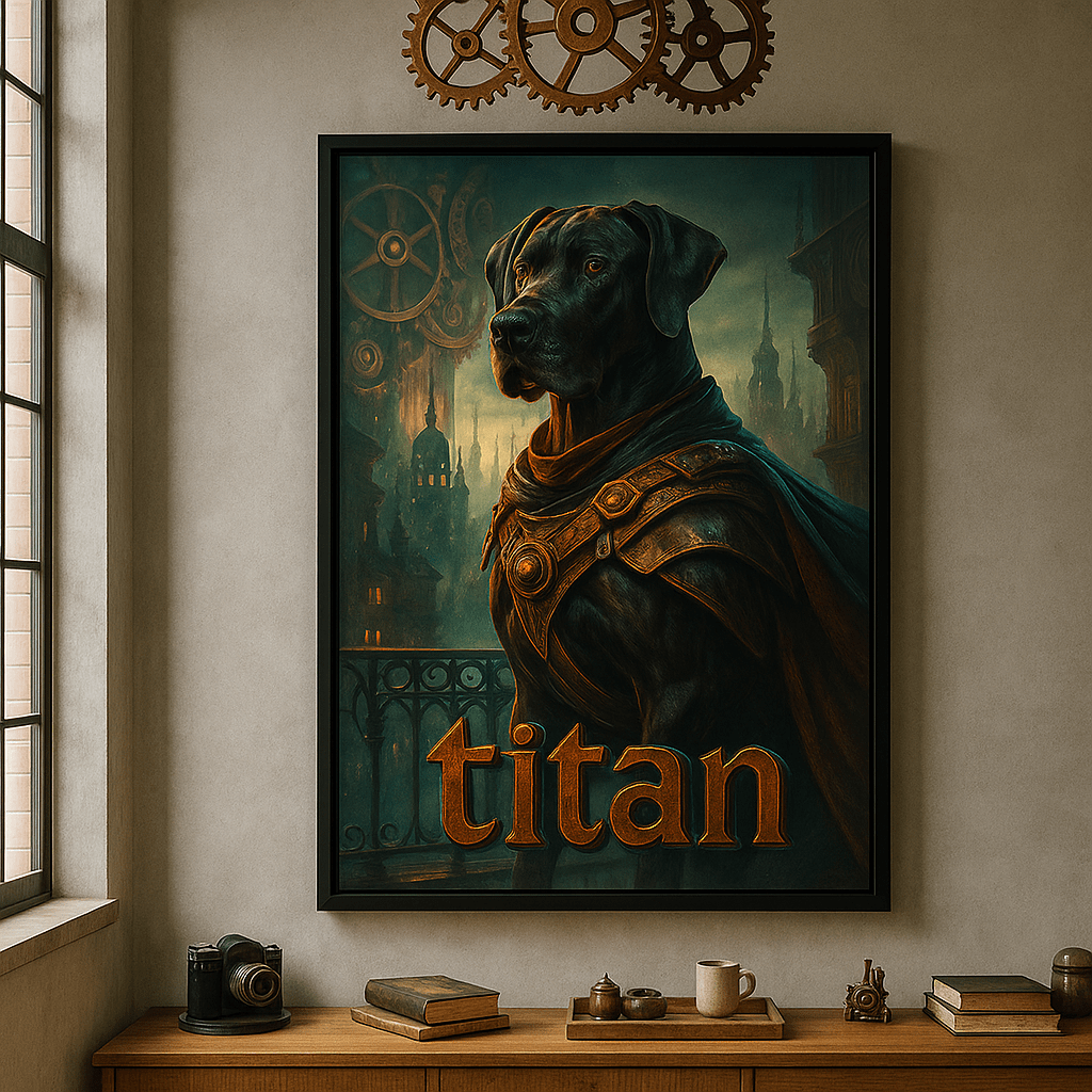Steampunk Custom Pet Portrait – Framed Poster | Dog & Cat Art