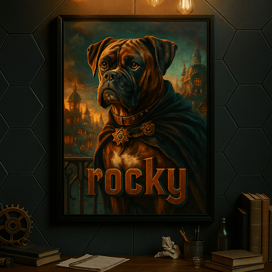 Steampunk Custom Pet Portrait – Framed Poster | Dog & Cat Art