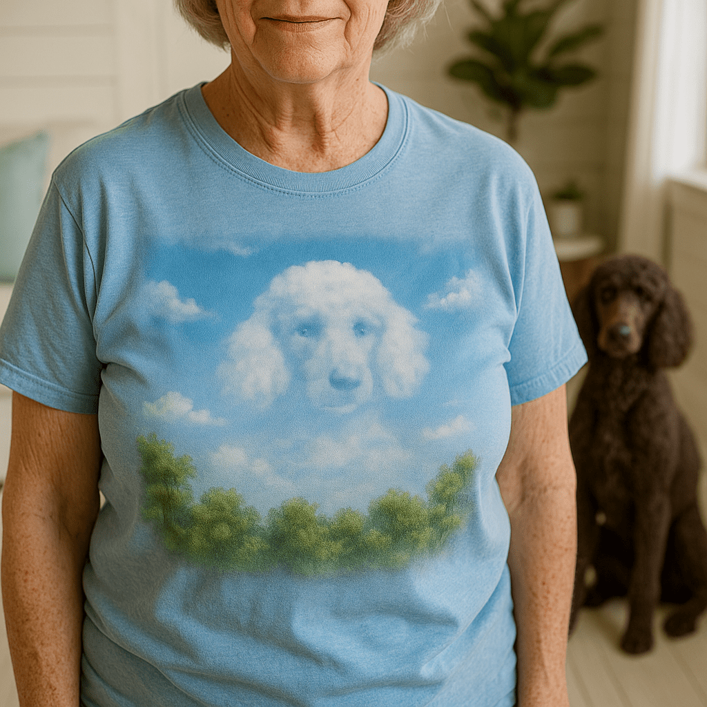 Cloudscape Custom Pet Portrait – T‑Shirt | Dog & Cat Art