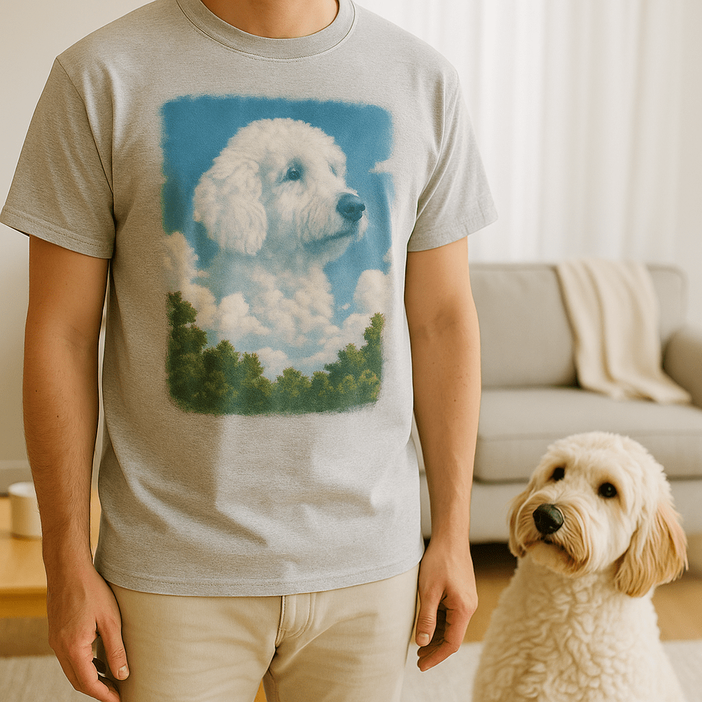 Cloudscape Custom Pet Portrait – T‑Shirt | Dog & Cat Art