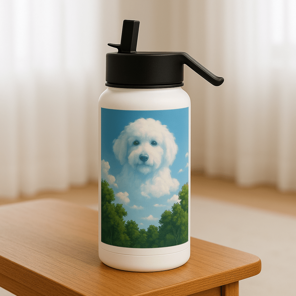 Cloudscape Custom Pet Portrait – Water Bottle | Dog & Cat Art