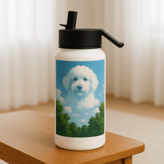 Cloudscape Custom Pet Portrait – Water Bottle | Dog & Cat Art