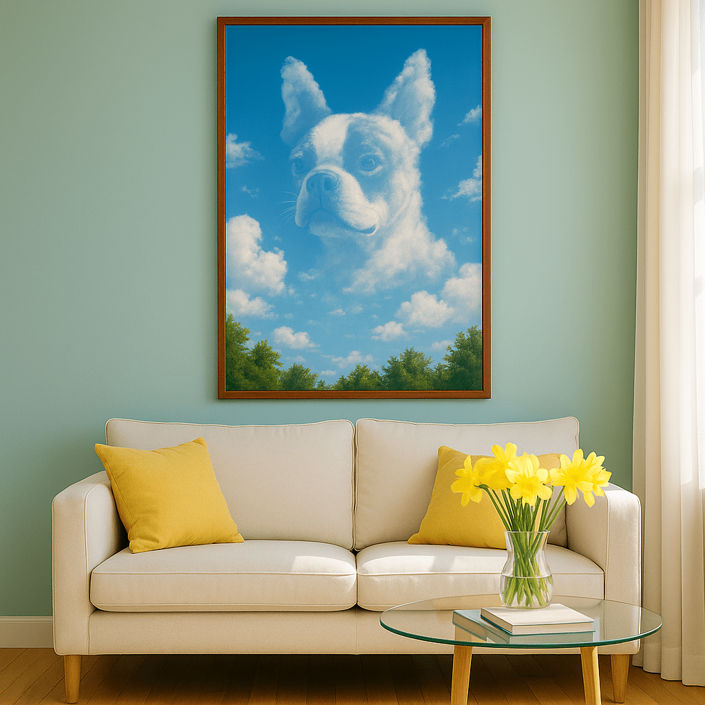 Cloudscape Custom Pet Portrait – Framed Poster | Dog & Cat Art