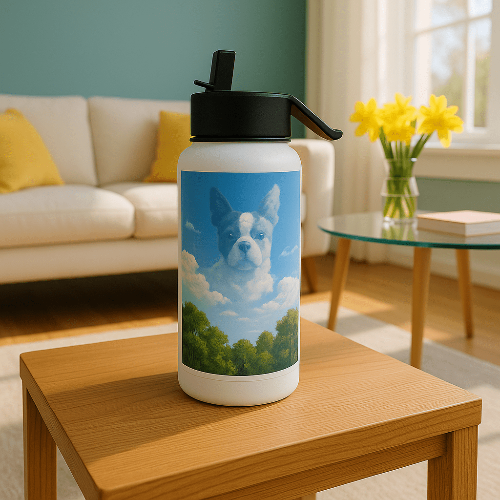Cloudscape Custom Pet Portrait – Water Bottle | Dog & Cat Art