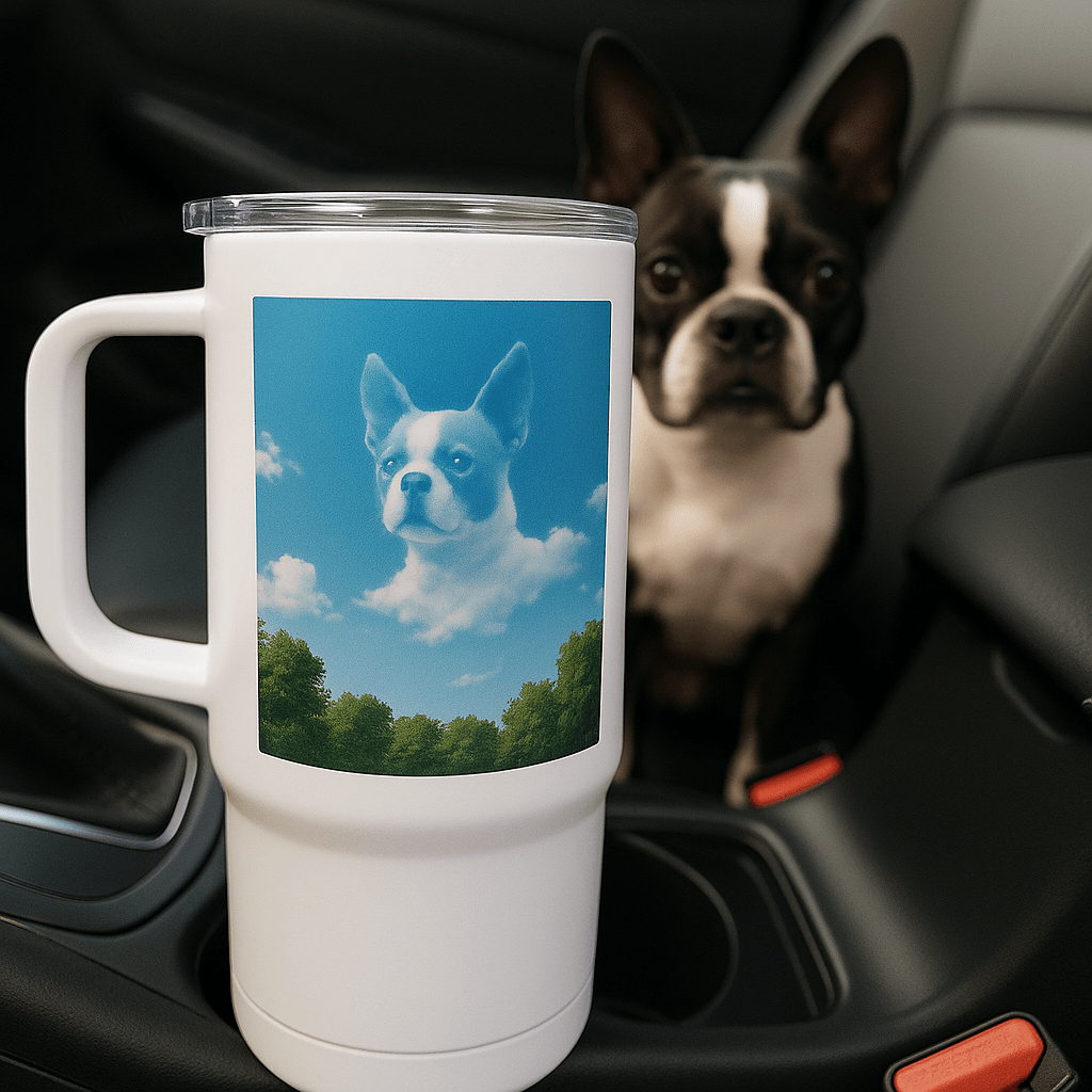 Cloudscape Custom Pet Portrait – Travel Mug | Dog & Cat Art