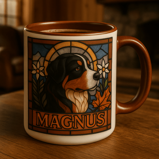 Stained‑Glass Custom Pet Portrait – Mug | Dog & Cat Art