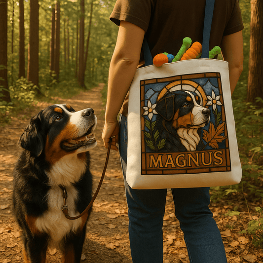 Stained‑Glass Custom Pet Portrait – Tote Bag | Dog & Cat Art